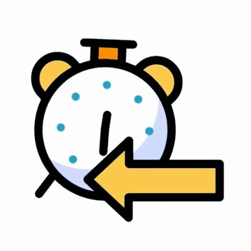 Alarm Clock with Left Arrow Icon, Set Time or Go Back Illustration
