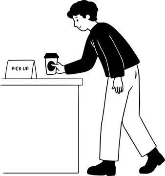 Person Picking Up Coffee at Counter