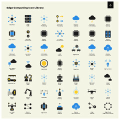 Fototapeta premium Edge Computing Icon Set for Cloud Infrastructure and Network Technology Vector Graphics
