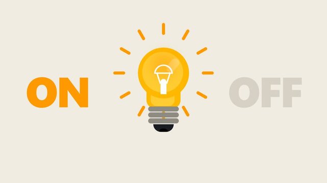 Minimalist Light Bulb Graphic Animation Toggling Between On and Off States