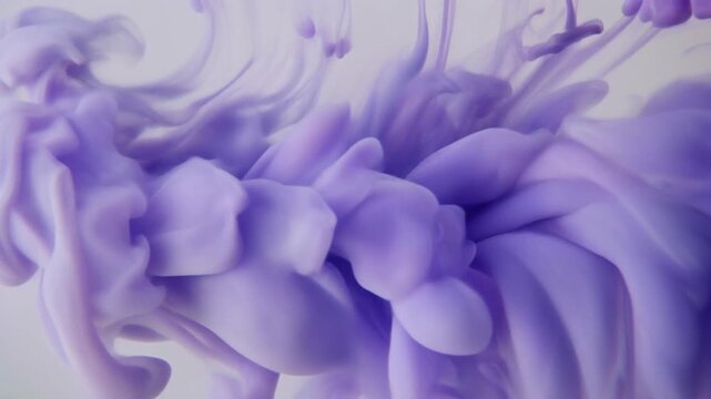 Deep violet color diffuses beneath translucent pale surface, spreading outward in organic waves against soft ivory with delicate artistic texture, gentle motion, and minimalist composition.
