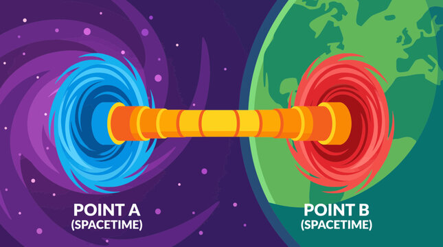 Wormhole Tunnel Connecting Two Distant Points In Spacetime