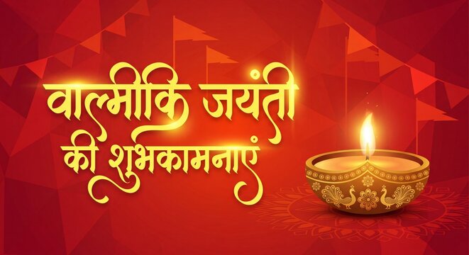Valmiki jayanti background background with hindi text Valmiki Jayanti Ki Subhkamnayen (English Translation : Happy Valmiki Jayanti)