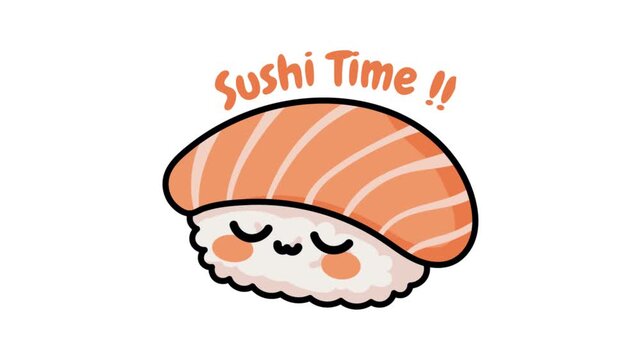 Animation of character sushi time on alpha background