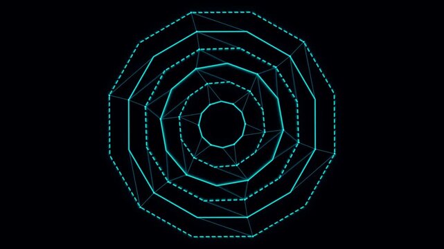 Abstract glowing neon blue geometric pattern with interconnected lines and points