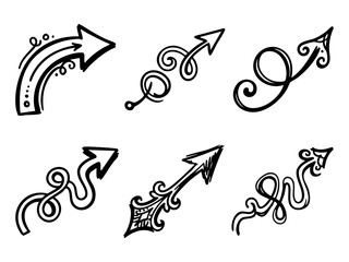 Naklejka premium Decorative Hand-Drawn Arrow Icons Set