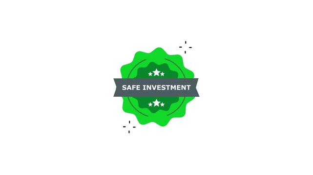 Safe investment badge animation, financial growth and security stamp motion financial security seal
