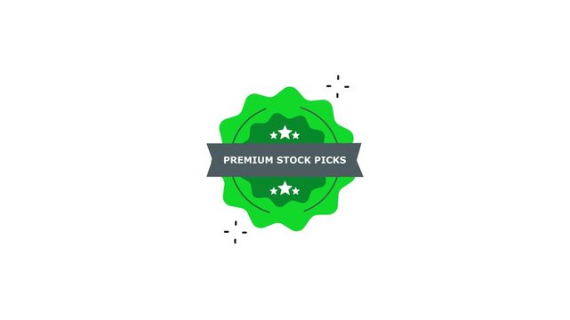 Stock picks animated badge label green seal motion for e-commerce and marketing