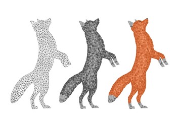 Naklejka premium The set ginger geometric fox on a white background. 