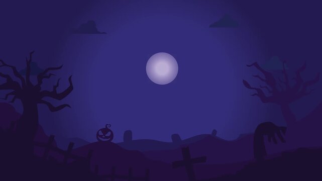 Halloween Background Motion Graphics Spooky Graveyard Layered Silhouette