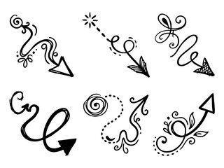 Obraz premium Decorative Hand-Drawn Arrow Icons Set
