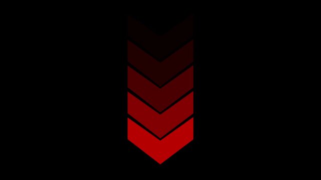 Swipe up to down pointing solid arrow concept. Motion graphics of down direction animated arrow on black background. Animation of 4k video. 