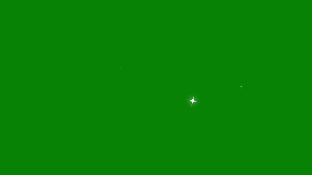 twinkle glitter white cartoon doodle animation, glowing light effect, retro shine movement, Blinking sparkle effect on a black background video. 4K animation