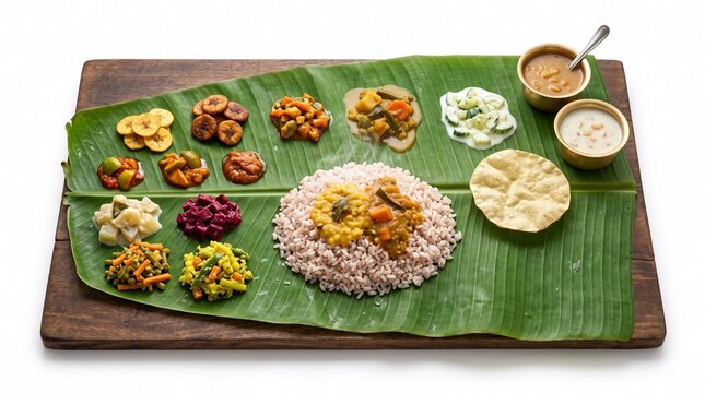 Traditional Kerala Onam Sadya Thali with Festive Food