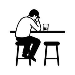 Fototapeta premium Man sitting alone at bar with drink.