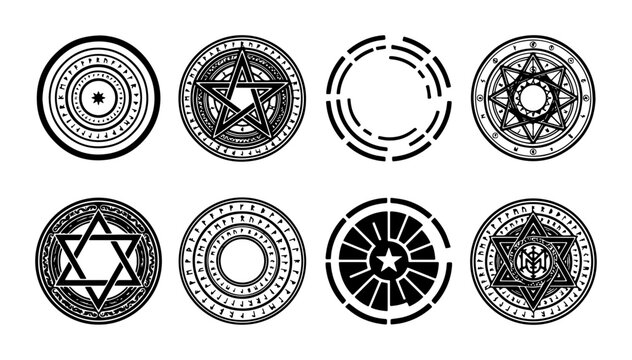 Mystical Symbols Collection: Sacred Geometry, Occult Icons, Esoteric Emblems, Magical Circles Vector Set
