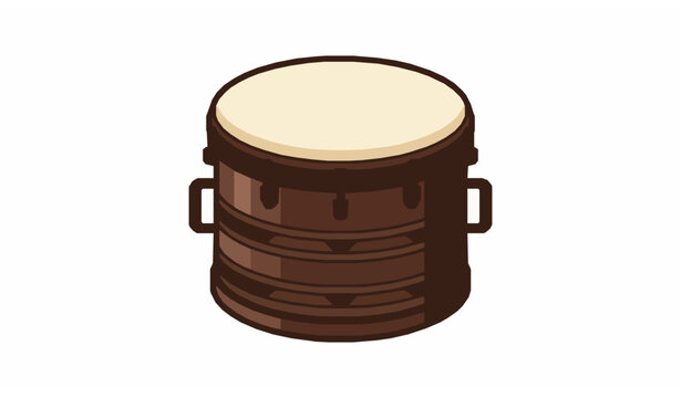 Classic hand drum musical instrument icon isolated on white background