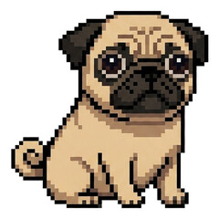 Obraz premium Cute Pixel Art Pug Puppy Sitting
