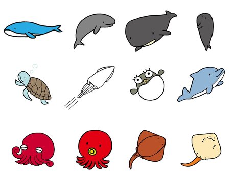 いろいろな魚のイラストセット