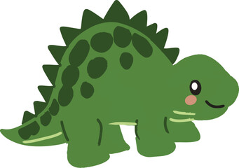 Cute Green Stegosaurus Dinosaur Cartoon Character for Kids Illustration © designbym