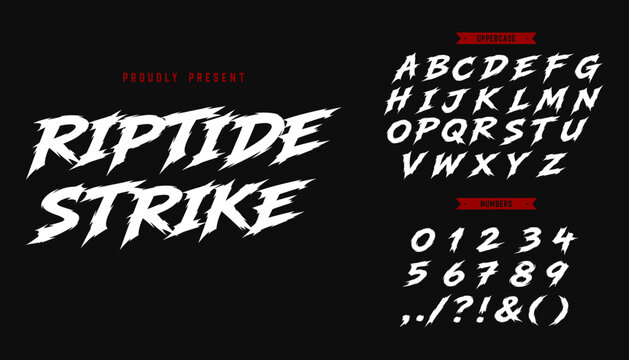 Sharp jagged typeface set for action movies and esports logo design