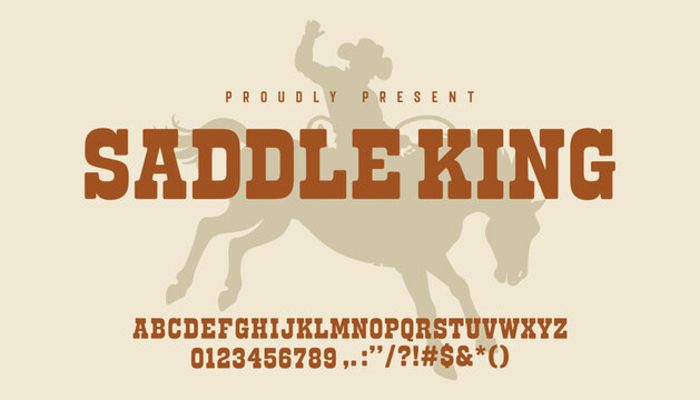Vintage western slab serif display font for rugged branding and logo design