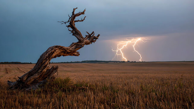 thunder storm over the field