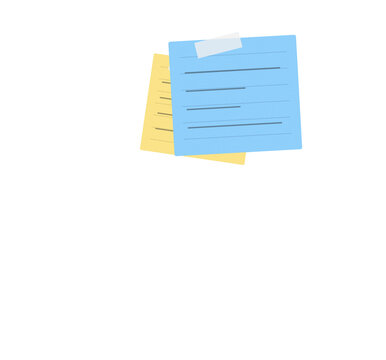 Colorful sticky notes on a desk with a pen