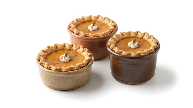 Miniature vegan pies in ceramic ramekins