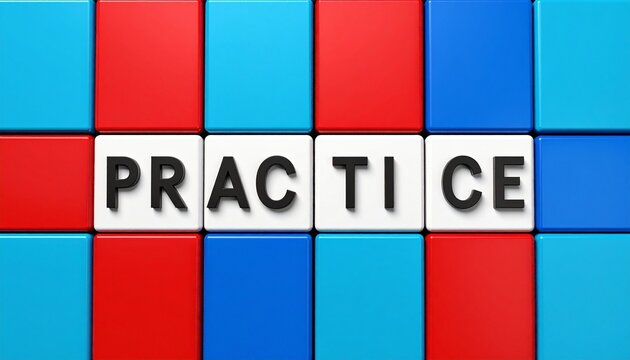 Practice Concept with Colorful Tiles and Bold Typography