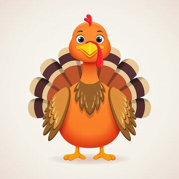 Cute cartoon turkey with spread wings