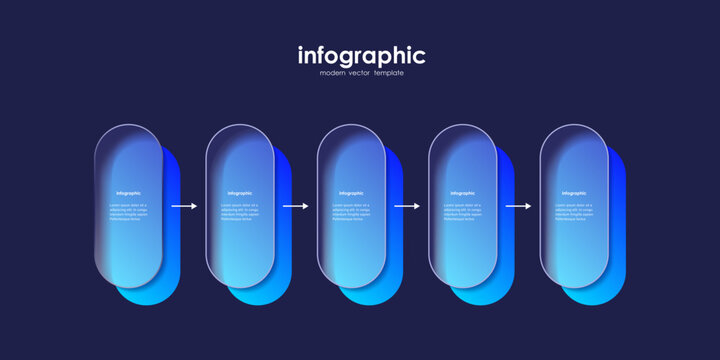 Vector Infographic design with five oval elements. Minimalistic vector template with icons and numbers
