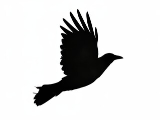 Naklejka premium Silhouette of a flying crow isolated on white background