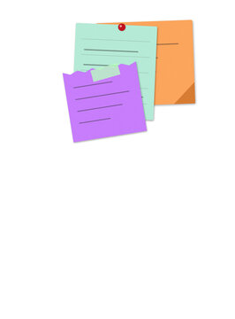Colorful sticky notes with bullet points isolated on white
