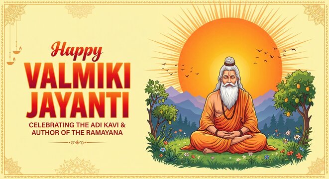 Valmiki Jayanti Celebration Vector | Maharishi Valmiki Jayanti Art, Hindu Festival, India Culture