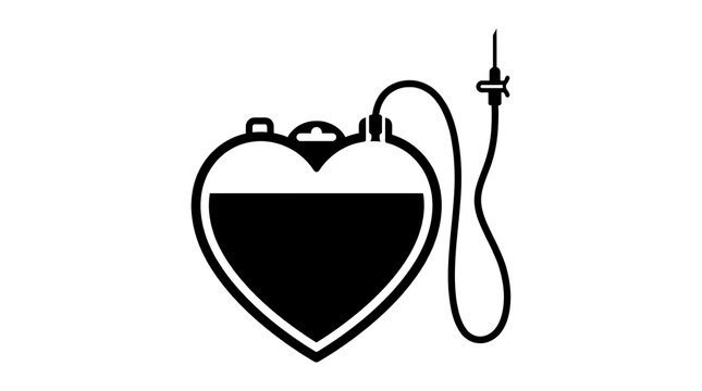 Heart-Shaped Blood Bag with Tube and Needle for Blood Donation and Transfusion
