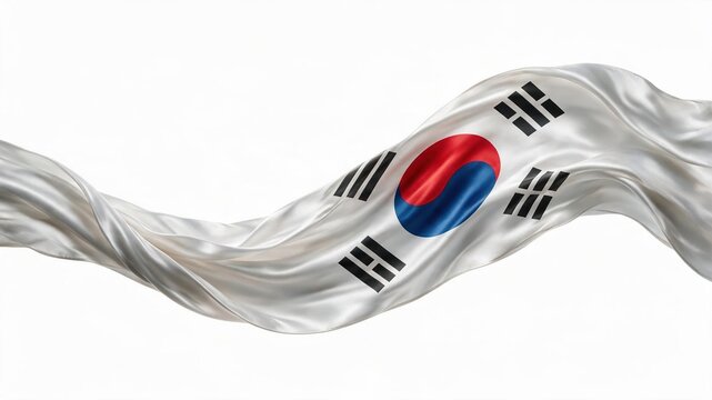 Korean flag on a wavy, flowing ribbon