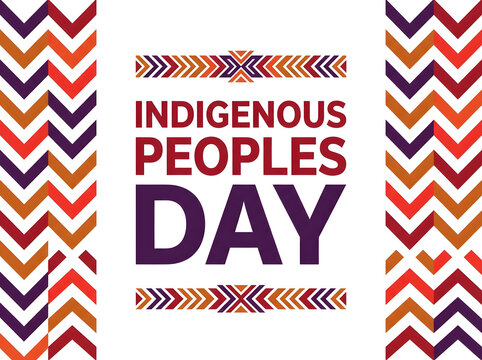 Indigenous Peoples Day greeting card with geometric tribal patterns and ethnic design