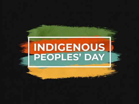Indigenous Peoples Day banner with colorful brush strokes on black background