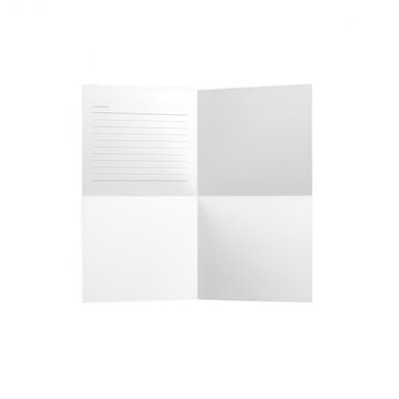 Blank white folded paper sheet with four squares isolated on transparent background