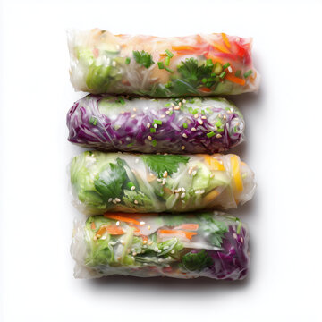 Fresh Vietnamese Summer Rolls with Fresh Vegetables and Herbs
