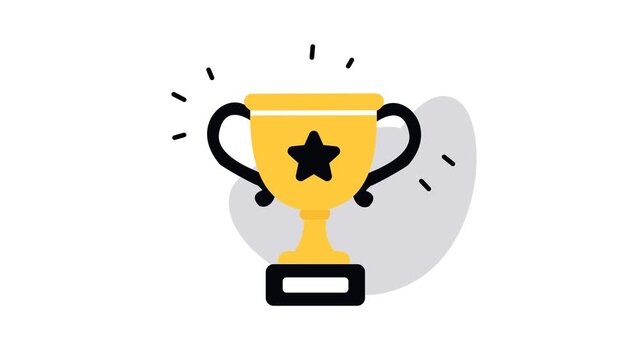 Isometric Gold Trophy Cup Icon with Star for Award Winner Success Achievement Concept 3D Rendering Illustration
