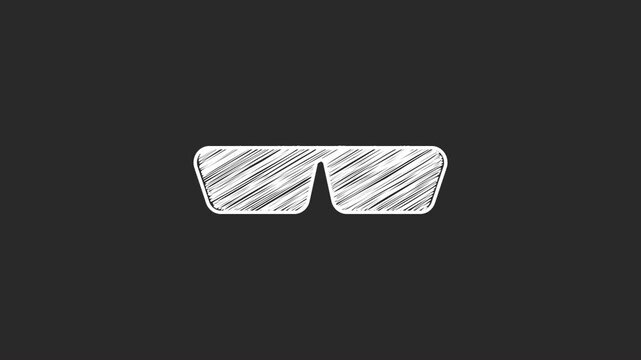 Chalk scribble style rectangular goggles icon featuring a simple minimalist white outline.