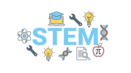 Fototapeta premium STEM Education Concept Flat Vector Icon Illustration
