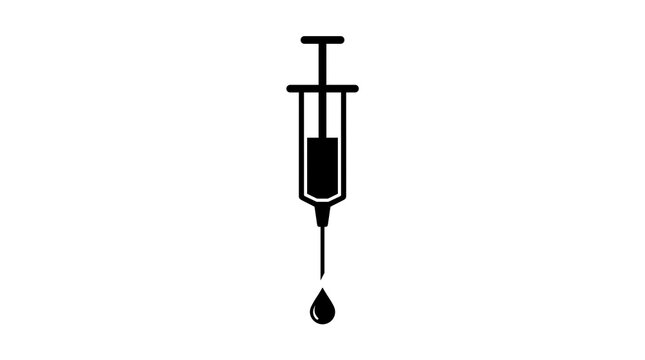 Blood donation syringe icon with drop symbol for medical healthcare campaign concept