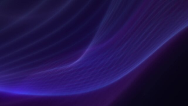 Undulating blue and purple sine light threads flowing in a seamless 4K looping animation for digital technology presentations, cyber broadcast displays, and sci-fi media