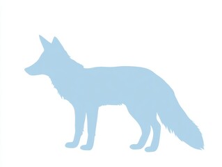 Naklejka premium Light blue silhouette of a fox isolated on white background