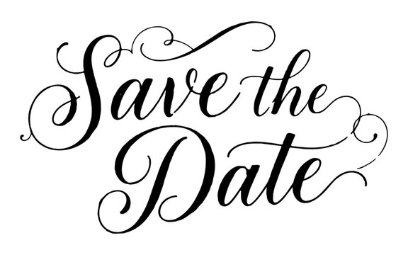 Beautiful elegant black and white calligraphy save the date card perfect for wedding invitations and special event announcements