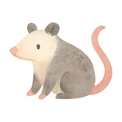 Fototapeta premium PNG Cute watercolor opossum illustration.
