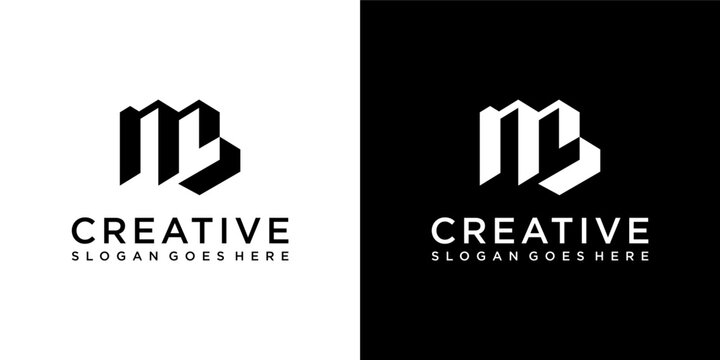 ML or LM initial letter logo design vector